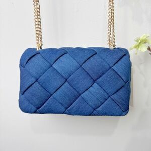 A New Day Quilted Denim Chain Shoulder Bag Blue NWT Mini Crossbody